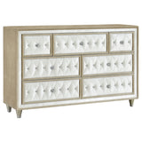 Furniture City Houma - Coaster - Antonella 7-drawer Upholstered Dresser Ivory and Camel - 223523