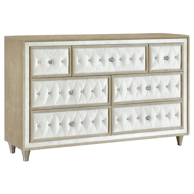 Furniture City Houma - Coaster - Antonella 7-drawer Upholstered Dresser Ivory and Camel - 223523