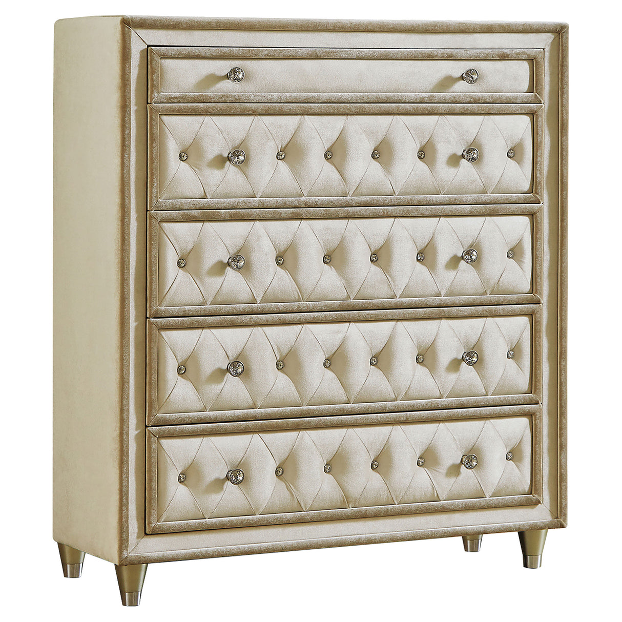 Furniture City Houma - Coaster - Antonella 5-drawer Bedroom Chest Ivory and Camel - 223525