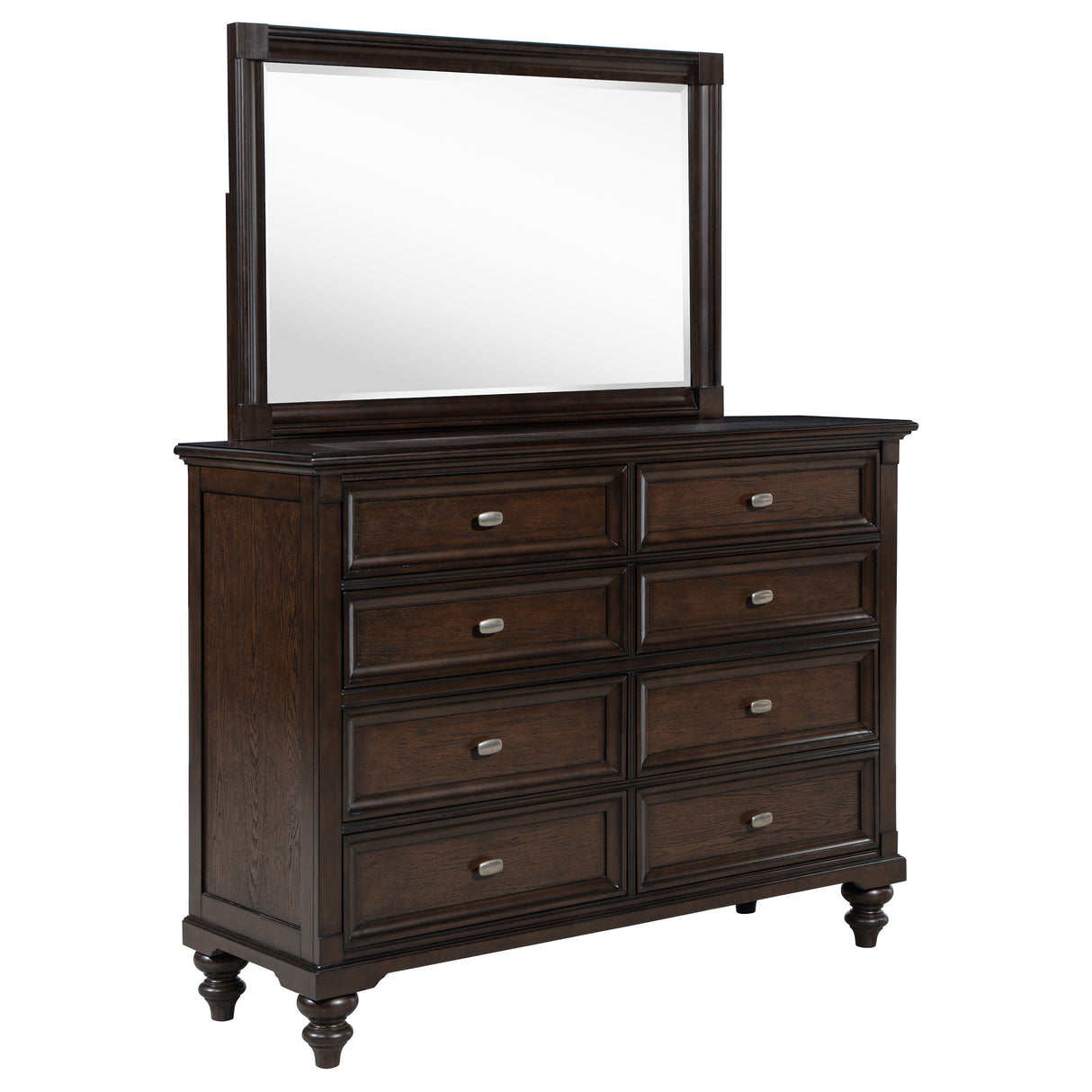 Furniture City Houma - Coaster - Andover 8-drawer Dresser and Mirror Dark Oak - 223633M
