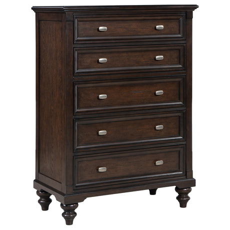 Furniture City Houma - Coaster - Andover 5-drawer Chest of Drawers Dark Oak - 223635