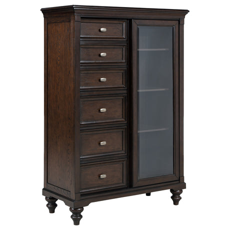 Furniture City Houma - Coaster - Andover 6-drawer Tempered Glass Door Chest Dark Oak - 223637