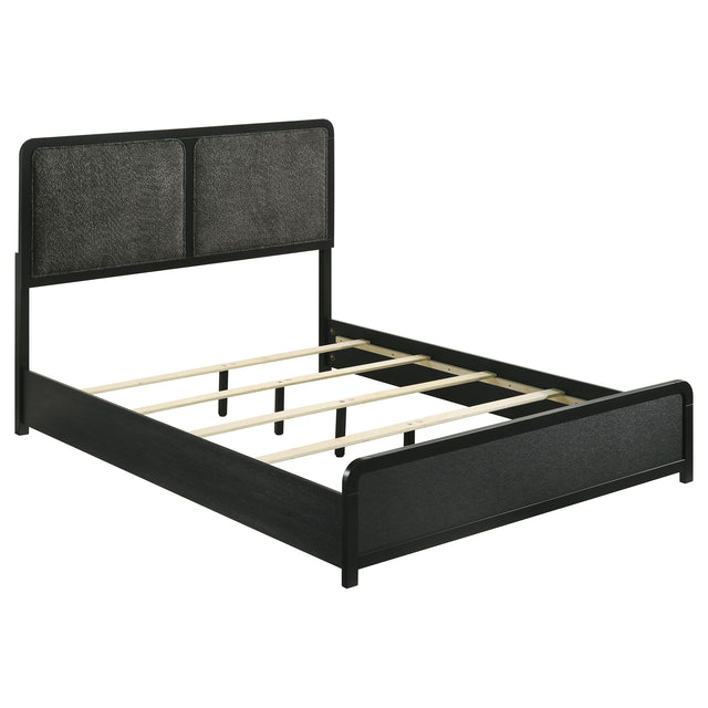 Furniture City Houma - Coaster - Cavelle 51-inch Upholstered Eastern King Bed Black - 223661KE