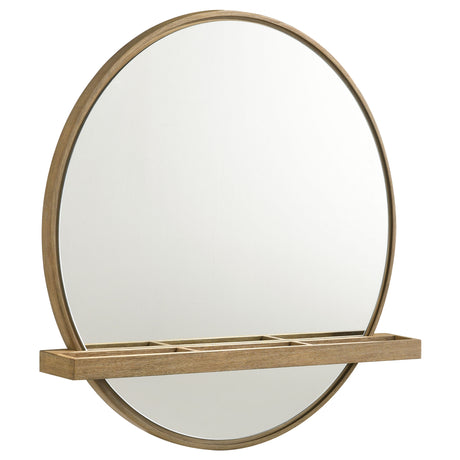 Furniture City Houma - Coaster - Arini Round Vanity Wall Mirror with Shelf Sand Wash - 224308