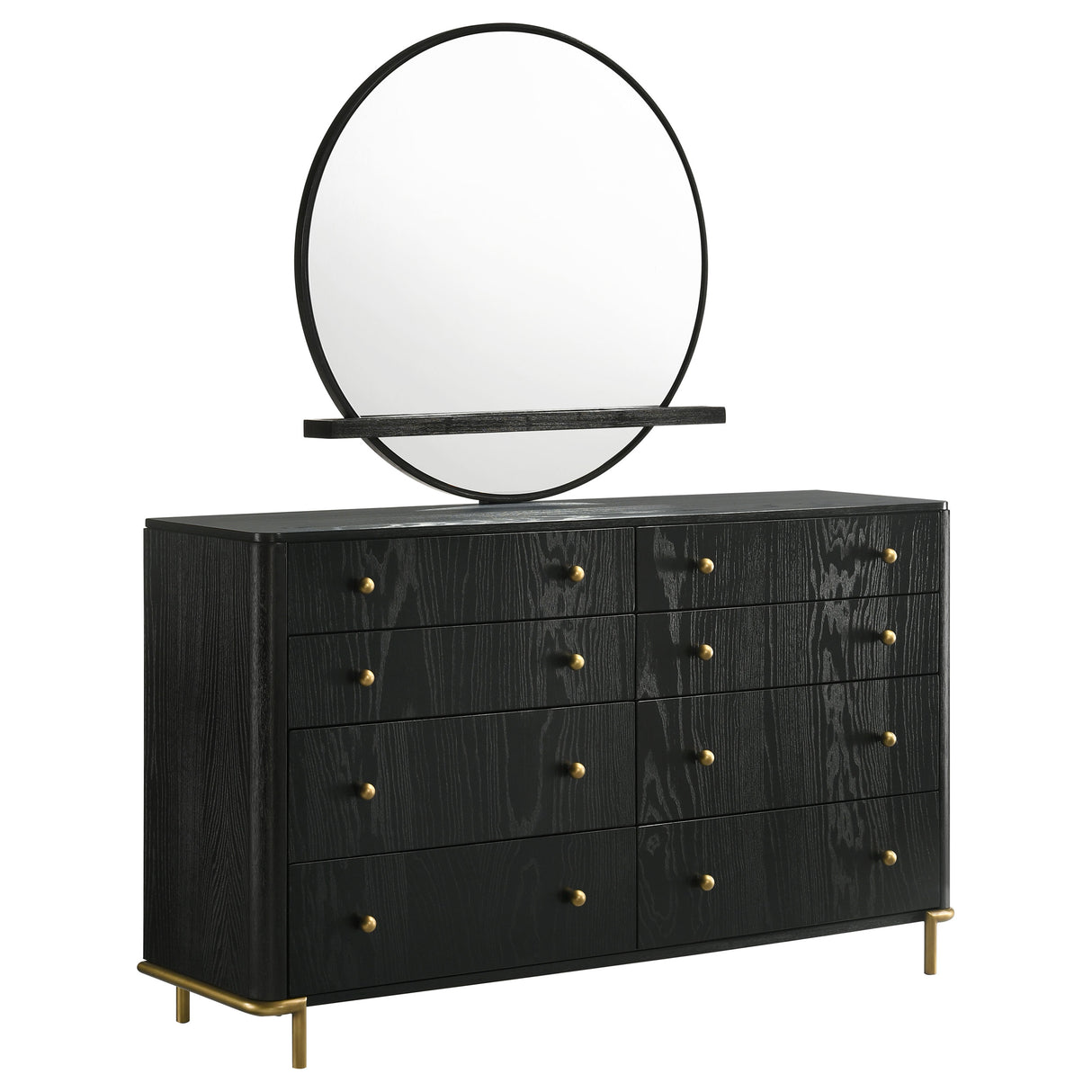 Furniture City Houma - Coaster - Arini 8-drawer Dresser with Mirror Black - 224333M