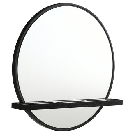 Furniture City Houma - Coaster - Arini Round Vanity Wall Mirror with Shelf Black - 224338