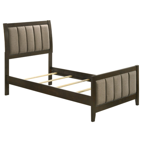 Furniture City Houma - Coaster - Wilkes 51-inch Upholstered Twin Bed Dark Cocoa - 224421T