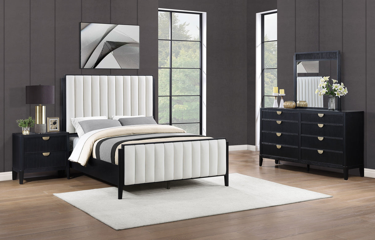 Furniture City Houma - Coaster - Brookmead 4-piece Upholstered Queen Bedroom Set Black - 224710Q-S4
