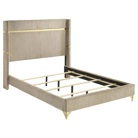 Furniture City Houma - Coaster - Lucia 61-inch Upholstered Queen Wingback Bed Beige - 224731Q