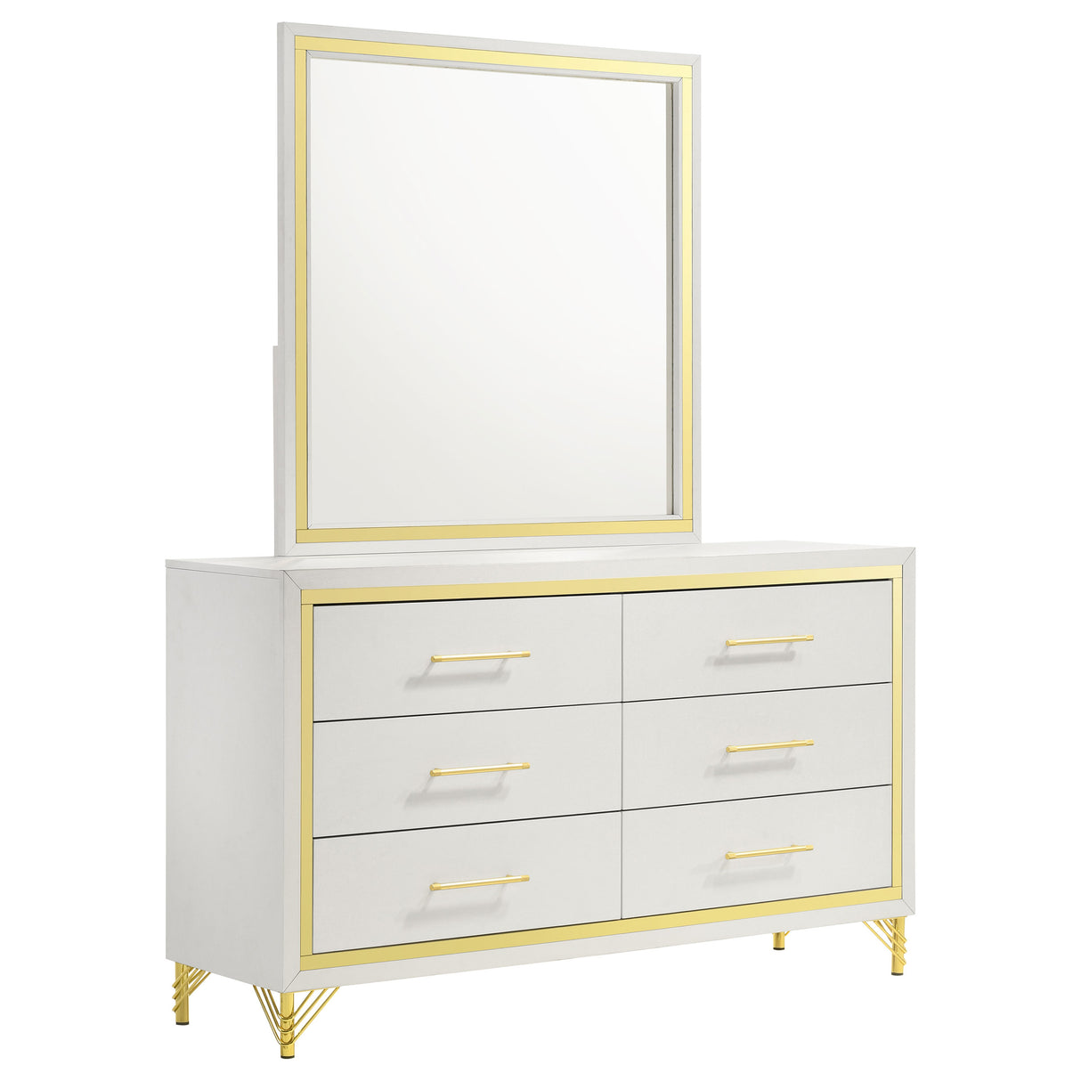 Furniture City Houma - Coaster - Lucia 6-drawer Dresser with Mirror White  - 224733M