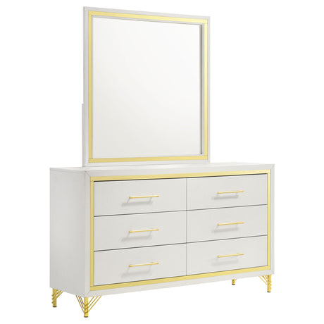 Furniture City Houma - Coaster - Lucia 6-drawer Dresser with Mirror White  - 224733M