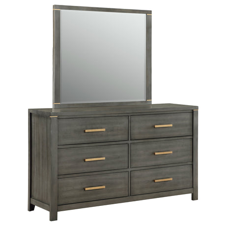 Furniture City Houma - Coaster - Kieran 6-drawer Dresser with Mirror Grey - 224743M
