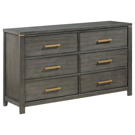 Furniture City Houma - Coaster - Kieran 6-drawer Dresser Grey - 224743