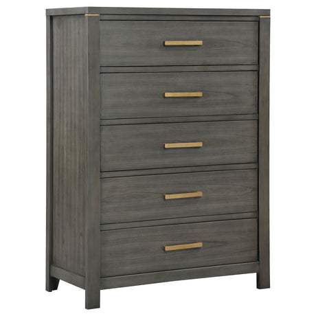 Furniture City Houma - Coaster - Kieran 5-drawer Bedroom Chest Grey - 224745