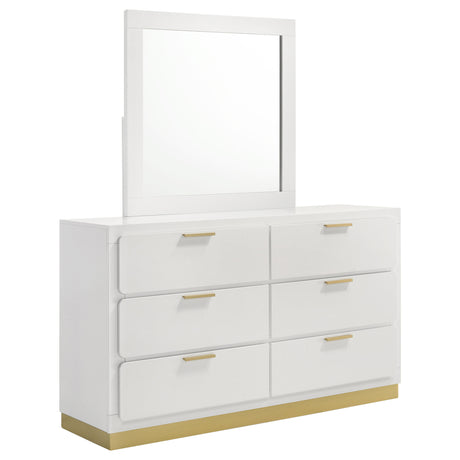 Furniture City Houma - Coaster - Caraway 6-drawer Dresser with Mirror White - 224773M