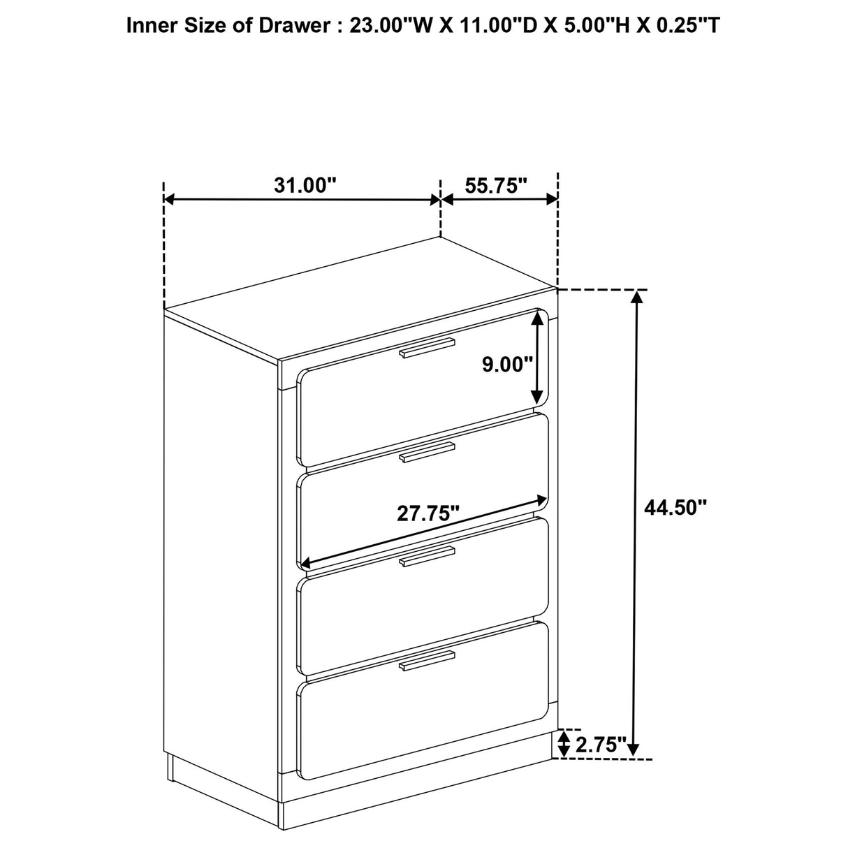 Caraway 4-drawer Bedroom Chest White