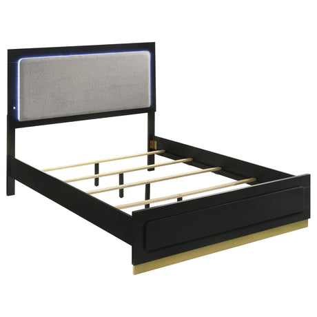 Furniture City Houma - Coaster - Caraway Wood Queen LED Panel Bed Black - 224781Q