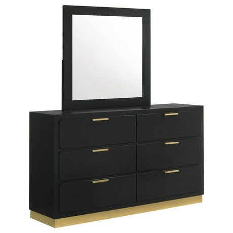 Furniture City Houma - Coaster - Caraway 6-drawer Dresser with Mirror Black - 224783M
