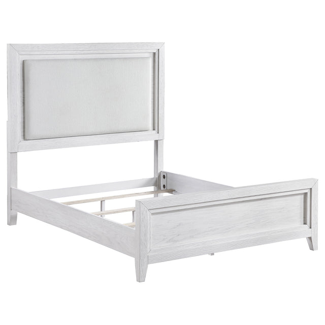 Furniture City Houma - Coaster - Marielle Queen Upholstered Panel Bed Distressed White - 224841Q