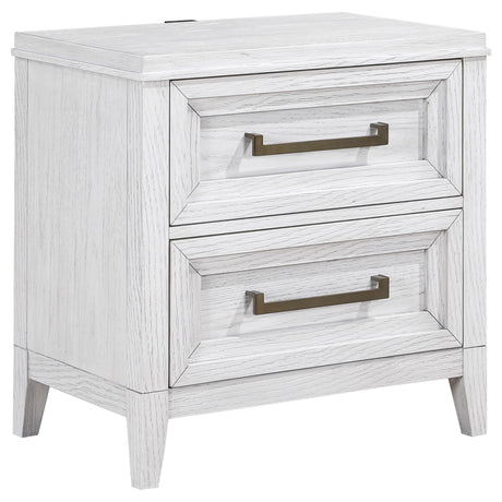 Furniture City Houma - Coaster - Marielle 2-drawer Nightstand Bedside Table Distressed White  - 224842
