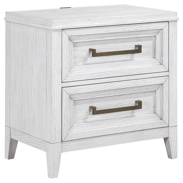 Furniture City Houma - Coaster - Marielle 2-drawer Nightstand Bedside Table Distressed White  - 224842