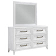 Furniture City Houma - Coaster - Marielle 6-drawer Dresser with Mirror Distressed White  - 224843M