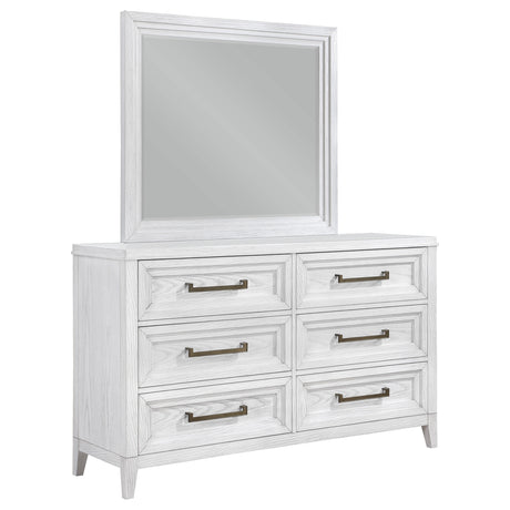 Furniture City Houma - Coaster - Marielle 6-drawer Dresser with Mirror Distressed White  - 224843M