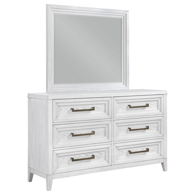 Furniture City Houma - Coaster - Marielle 6-drawer Dresser with Mirror Distressed White  - 224843M