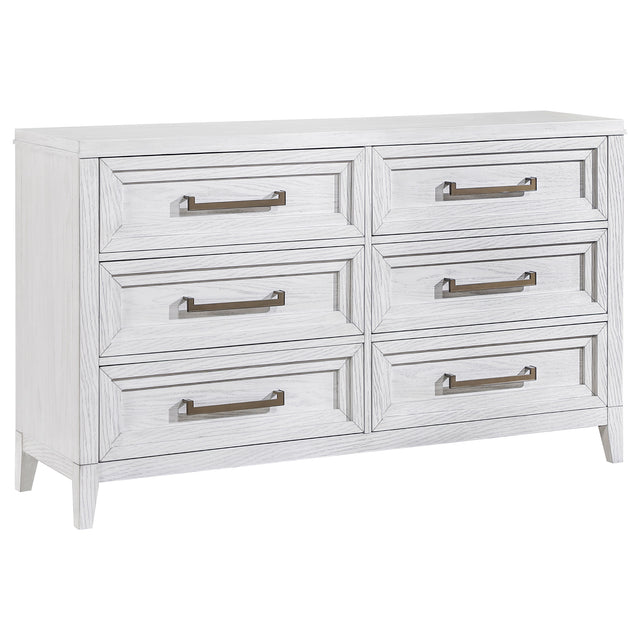 Furniture City Houma - Coaster - Marielle 6-drawer Bedroom Dresser Distressed White  - 224843