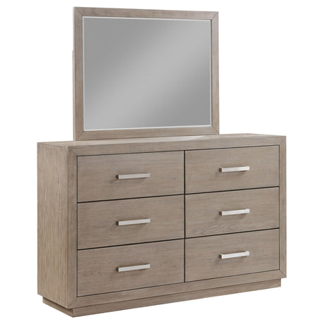 Furniture City Houma - Coaster - Kenora 6-drawer Dresser and Mirror Barley Brown - 224853M
