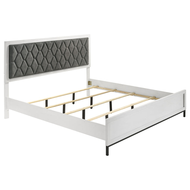 Furniture City Houma - Coaster - Sonora Eastern King Upholstered Panel Bed White  - 224861KE