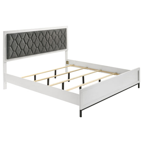 Furniture City Houma - Coaster - Sonora California King Upholstered Panel Bed White  - 224861KW