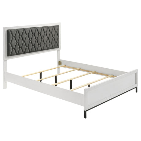 Furniture City Houma - Coaster - Sonora Queen Upholstered Panel Bed White  - 224861Q