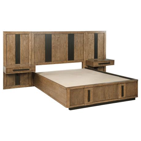 Furniture City Houma - Coaster - Terrace Queen Wall Panel Storage Bed Ash Brown - 224900Q-S3P