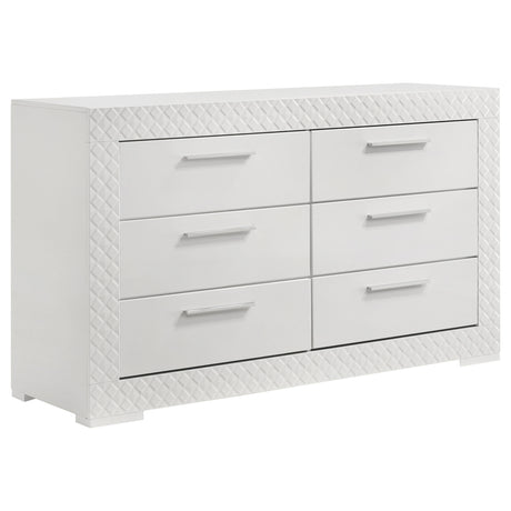 Furniture City Houma - Coaster - Ives 6-drawer Dresser Cabinet White High Gloss - 224943