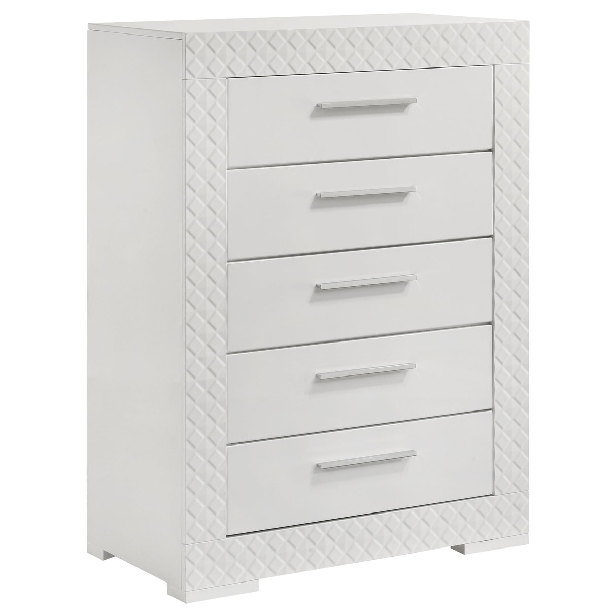 Furniture City Houma - Coaster - Ives 5-drawer Bedroom Chest of Drawers White High Gloss - 224945
