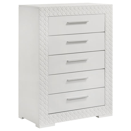 Furniture City Houma - Coaster - Ives 5-drawer Bedroom Chest of Drawers White High Gloss - 224945