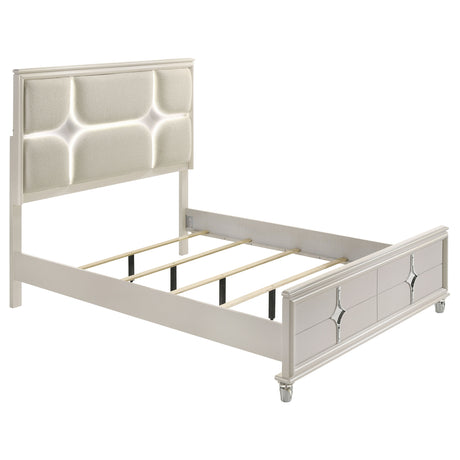 Furniture City Houma - Coaster - Olivia Queen Panel Bed LED Headboard Pearl White - 224951Q