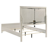 Olivia Queen Panel Bed LED Headboard Pearl White