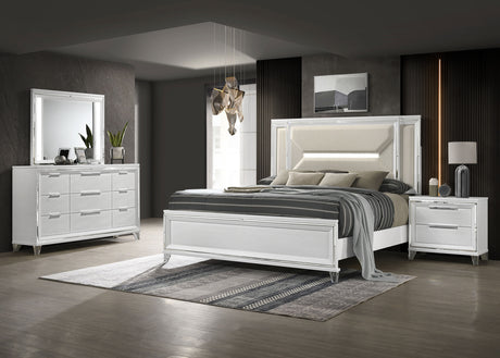Furniture City Houma - Coaster - Marmore 4-piece Eastern King Bedroom Set White - 224961KE-S4