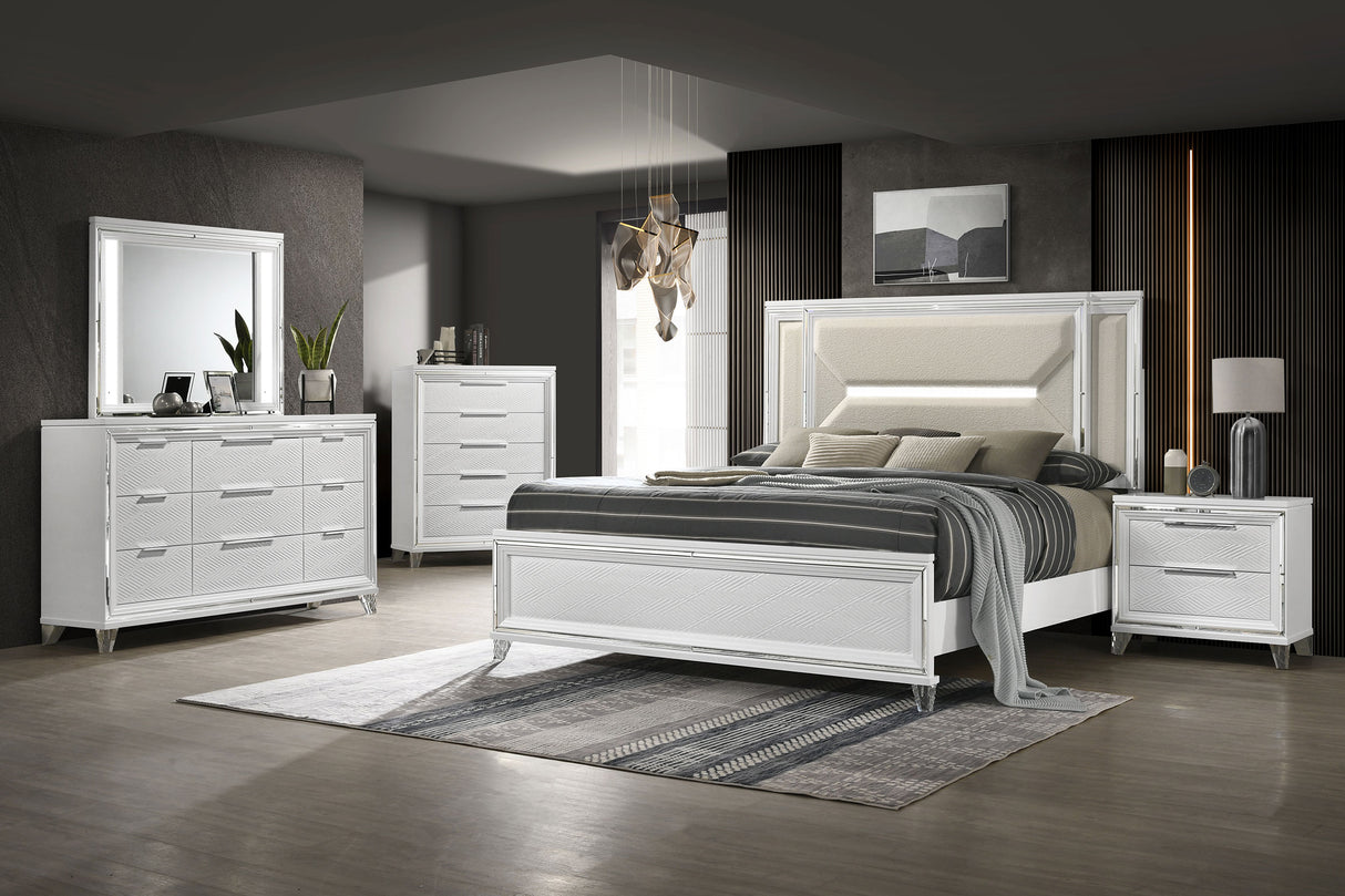 Furniture City Houma - Coaster - Marmore 5-piece Queen Bedroom Set White - 224961Q-S5