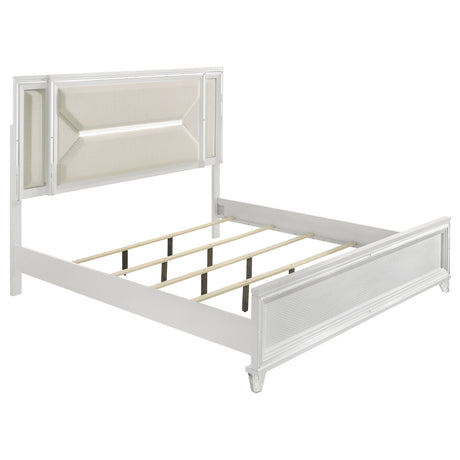 Furniture City Houma - Coaster - Marmore 64-inch Queen Panel Bed LED Headboard White - 224961Q