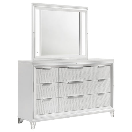 Furniture City Houma - Coaster - Marmore 9-drawer Dresser and LED Mirror White - 224963M