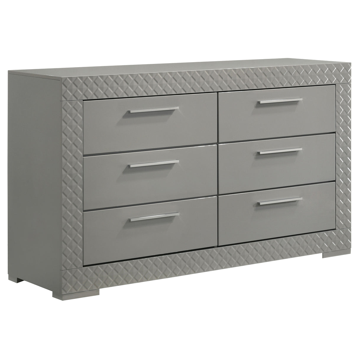 Furniture City Houma - Coaster - Ives 6-drawer Dresser Cabinet Grey High Gloss - 224973
