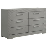 Furniture City Houma - Coaster - Ives 6-drawer Dresser Cabinet Grey High Gloss - 224973