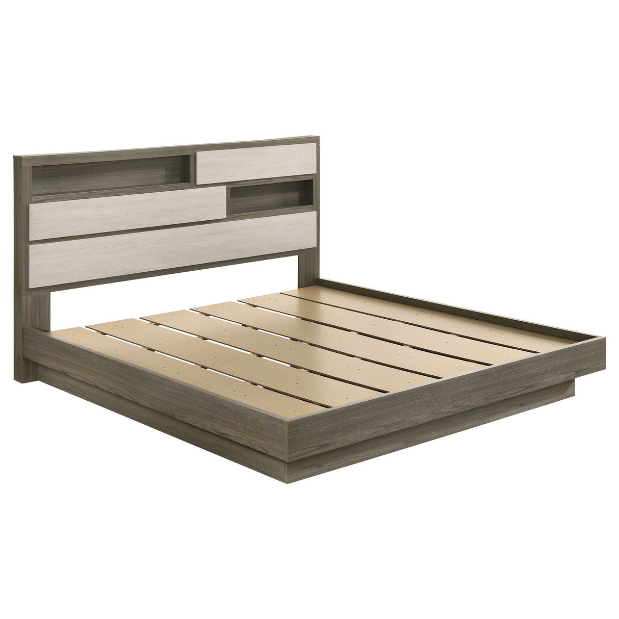 Furniture City Houma - Coaster - Fenwick Eastern King Bed Bookcase Headboard Grey Oak - 224981KE