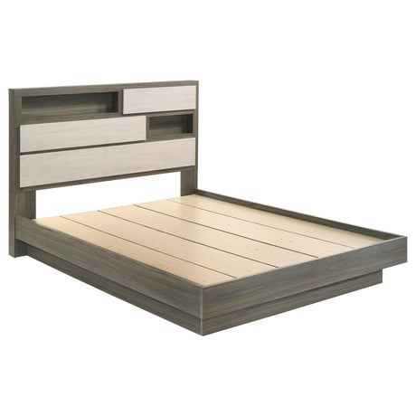 Furniture City Houma - Coaster - Fenwick Queen Bed Bookcase Headboard Grey Oak - 224981Q