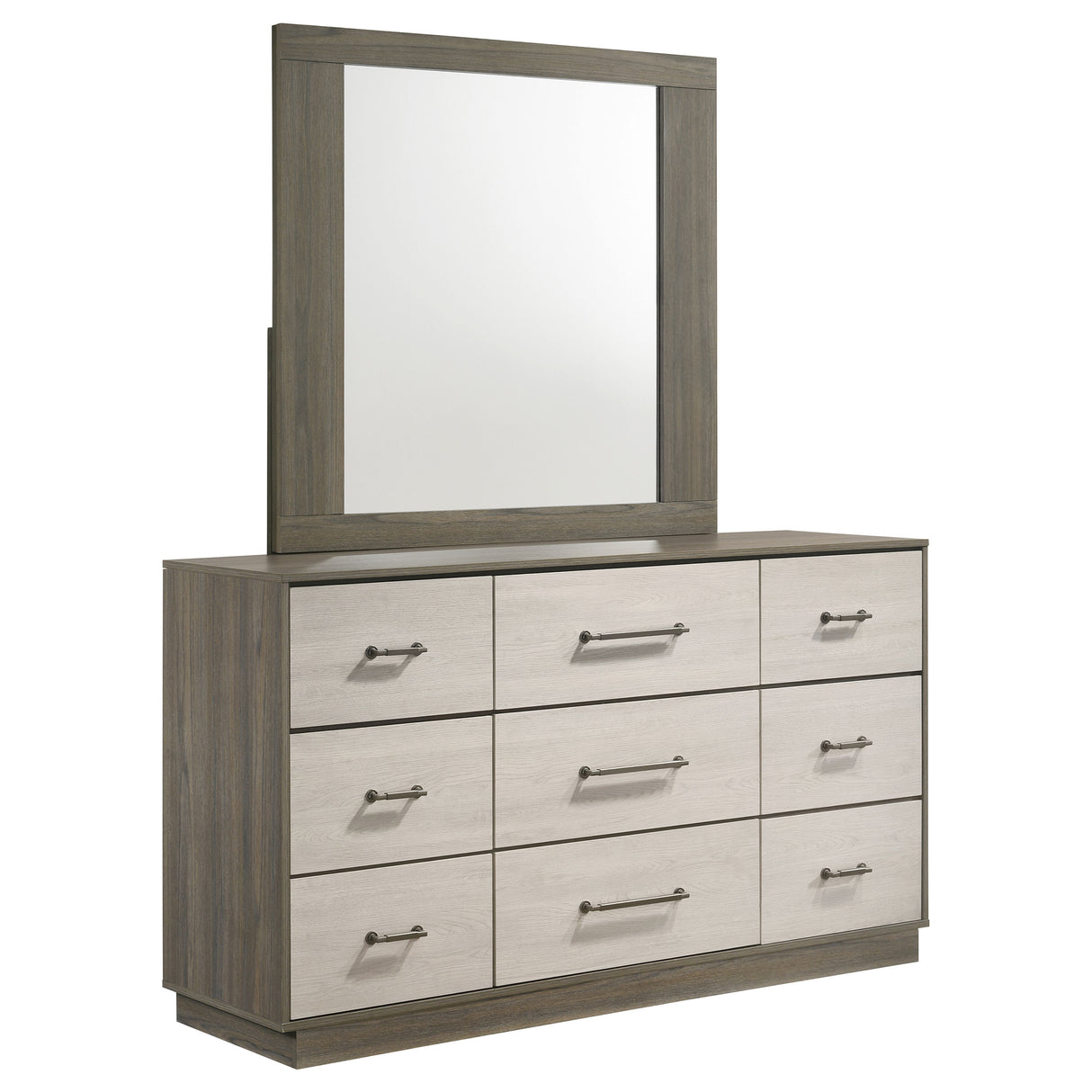 Furniture City Houma - Coaster - Fenwick 9-drawer Dresser with Mirror Grey Oak - 224983M