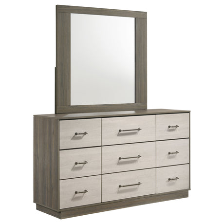 Furniture City Houma - Coaster - Fenwick 9-drawer Dresser with Mirror Grey Oak - 224983M