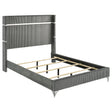 Furniture City Houma - Coaster - Lucia 61-inch Upholstered Eastern King Wingback Bed Grey - 224991KE